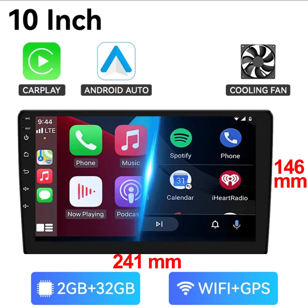 7/9/10-Inch Android 13 Car Radio - Wireless CarPlay, Bluetooth, 64GB Multimedia Stereo