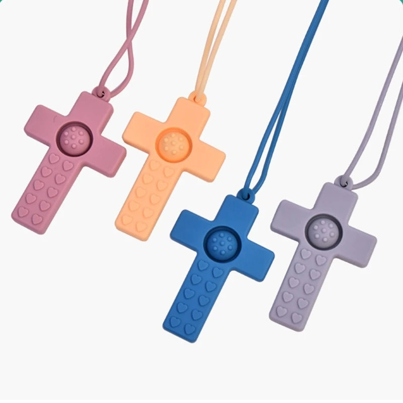 BPA-Free Silicone Baby Teether – Cartoon Sensory Chew Pendant Necklace for Newborns, Autism & ADHD Teething Care