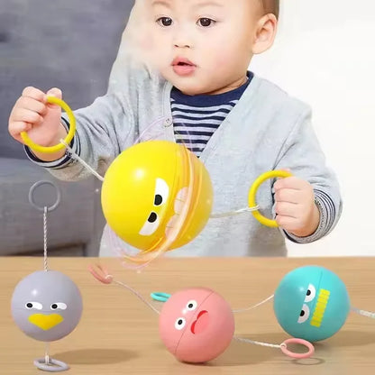 2-Piece Luminous Whistle Ball Toy Set - Spinning Pull-String Flywheel Puzzle and Stress Relief Toy for Kids