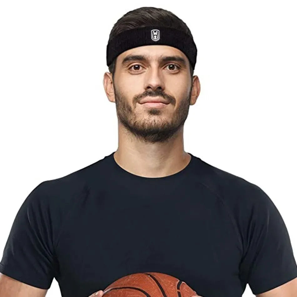 WOSWEIR Cotton Sports Headband - Elastic Sweatband for Basketball, Gym, Tennis & Fitness Activities