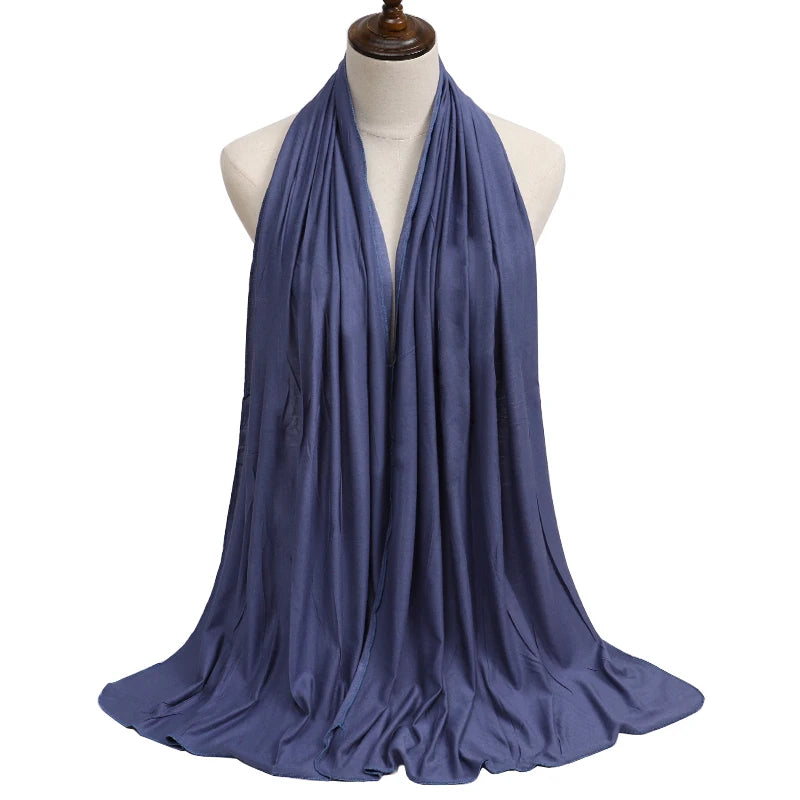 Women's Modal Cotton Jersey Hijab - Soft Solid Color Muslim Headscarf for Ramadan & Everyday Wear