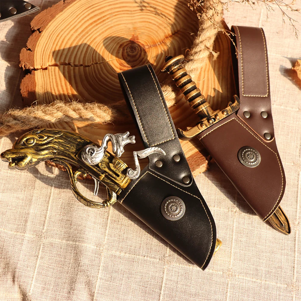 Medieval Viking Sword Sheath Holder – Leather Belt Scabbard Frog for LARP, Pirate & Knight Cosplay