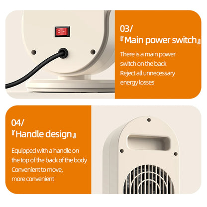 1200W Portable Electric Fan Heater - 220V Desktop Space Heater for Home, Office, and Winter Warmth
