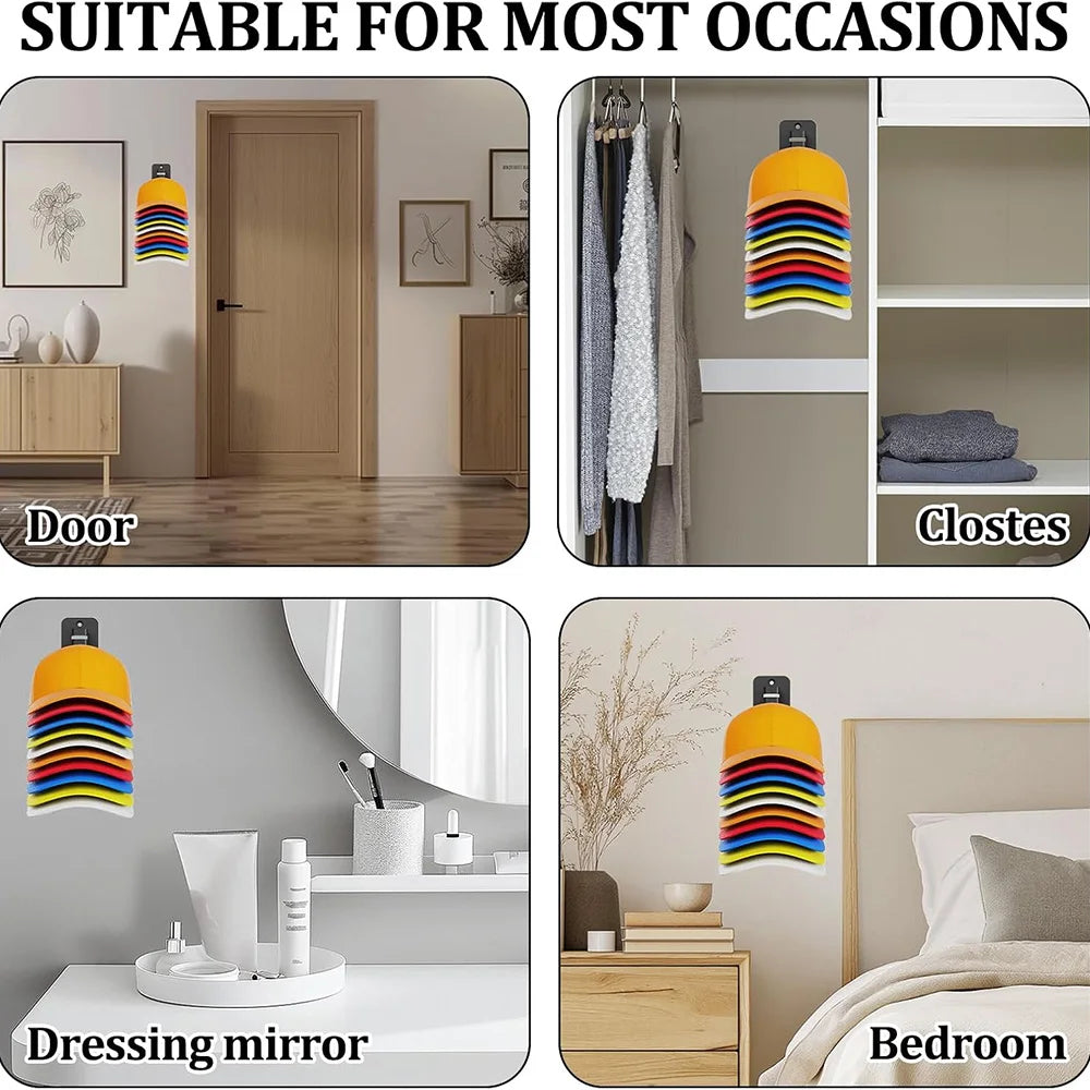 16-Grid Baseball Cap Holder – Wall-Mounted Hat Storage Hanger for Door, Wall & Closet Organization