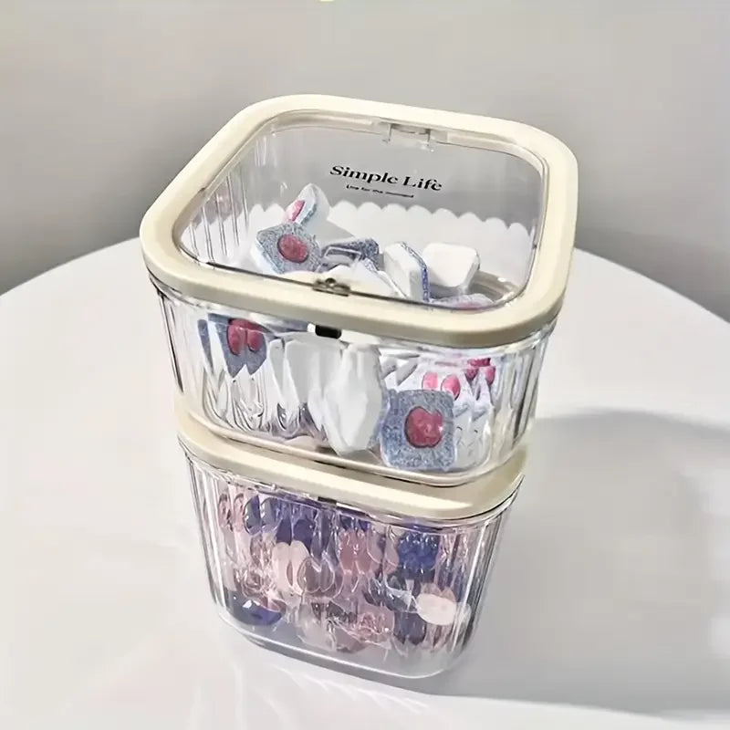Transparent Mini Desktop Storage Box — Waterproof Pop-Up Cover Organizer for Laundry Detergent, Beads, Powder, Kitchen and Dining Table