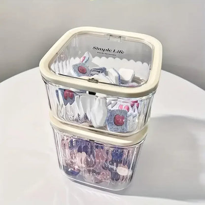 Transparent Mini Desktop Storage Box — Waterproof Pop-Up Cover Organizer for Laundry Detergent, Beads, Powder, Kitchen and Dining Table