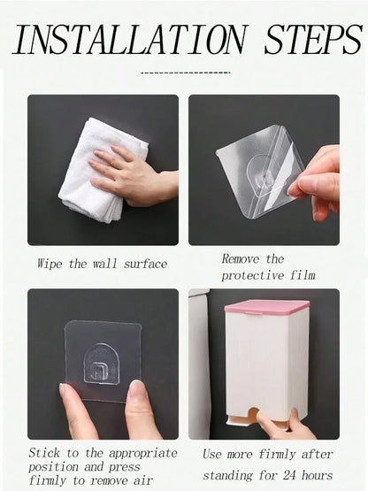 Wall-Mounted Sanitary Napkin Storage Box - Dust-Proof Organizer for Tissue Paper and Cotton Swabs, Bathroom Accessories