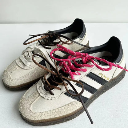 4PCS Vintage DE Leather Shoelaces Set – Round & Flat DIY Sports Casual Shoe Laces Combination