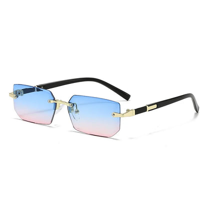 Rimless Rectangle Sunglasses – Unisex Small Square Fashion Shades, Lightweight UV Protection for Summer Travel