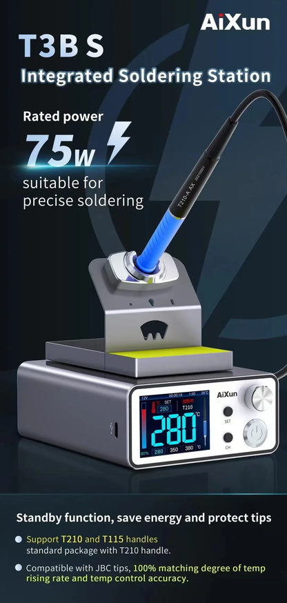 AIXUN T3A/T3B Intelligent Soldering Station – Rework Station for PCB & BGA Soldering with T115/T210/T245/T12 Tools