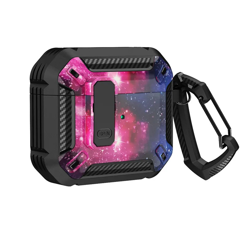 Carbon Fiber AirPods Case for Pro 1/2 & AirPods 3 – Shockproof Headset Cover with Switch Design for Men