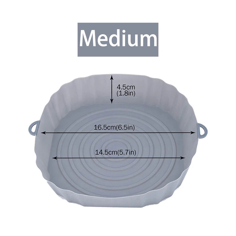 Reusable Air Fryer Silicone Pot & Baking Tray Set – 1/2/3PCS Silicone Basket for Pizza, Fried Chicken & Grill