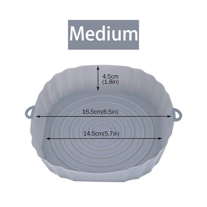Reusable Air Fryer Silicone Pot & Baking Tray Set – 1/2/3PCS Silicone Basket for Pizza, Fried Chicken & Grill