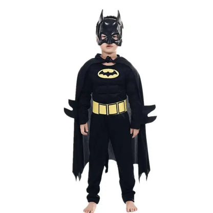 Kids Boys Muscle Superhero Costume — Movie Character Cosplay with Mask & Cloak for Halloween Party