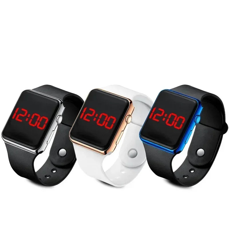 Digital LED Sport Watch – Square Electronic Wristwatch for Men & Women, Casual Silicone Fashion Watch