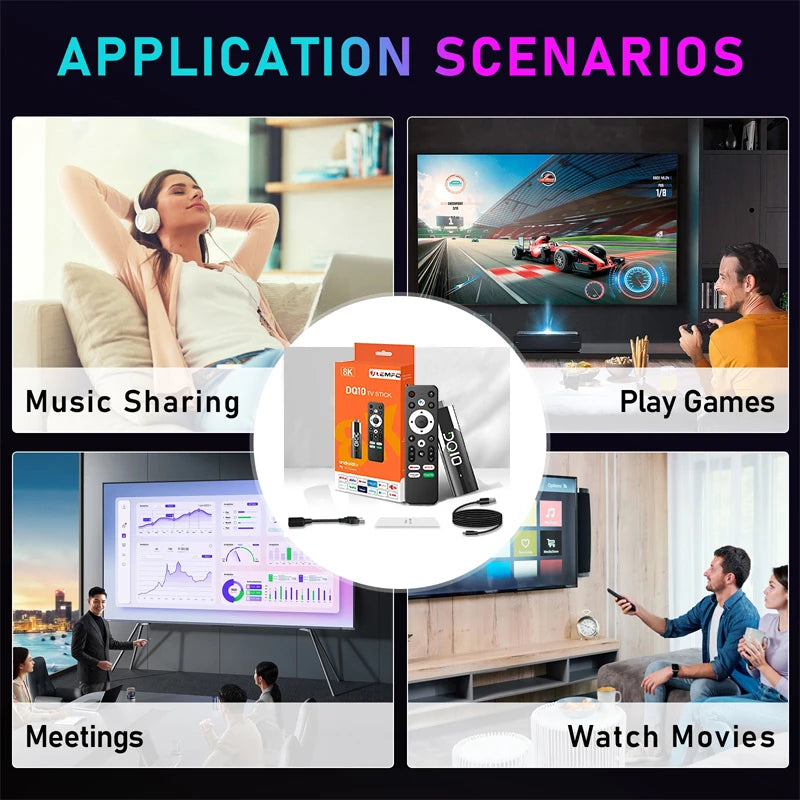 LEMFO DQ10 ATV Mini TV Stick – Android 13, 8K Video, 4K Wifi6, Voice Remote Smart TV Box