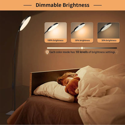 LED Floor Reading Lamp - Dimmable Gooseneck Task Light for Table or Floor Use