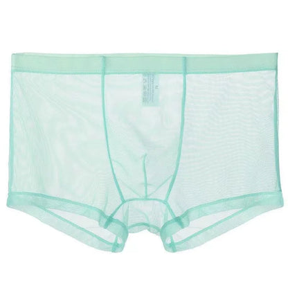 Transparent Ice Silk Men's Boxers - Low Waist See-Through Bulge Underwear