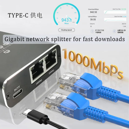 RJ45 Splitter 1-in-2/3/4 Out — 1000Mbps Gigabit Ethernet Network Adapter, Internet Extender & RJ45 8P8C Converter Plug