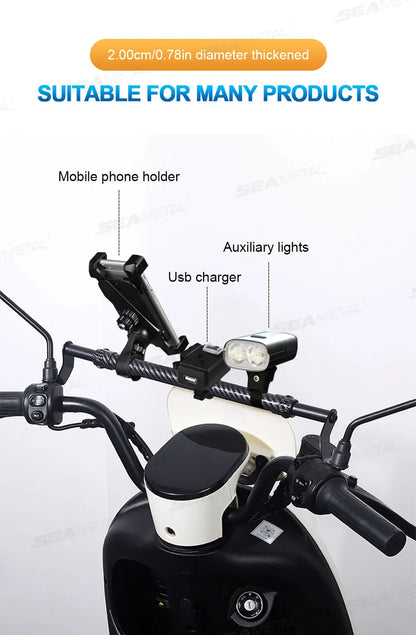 SEAMETAL Motorcycle Handlebar Extension & Phone Holder – Carbon Fiber Balance Bar for Electric Vehicles