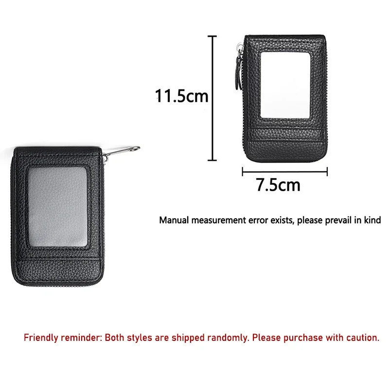 Portable Card Holder Wallet - Compact Zippered Bank Card and Business Card Organizer with Vertical Handheld Design