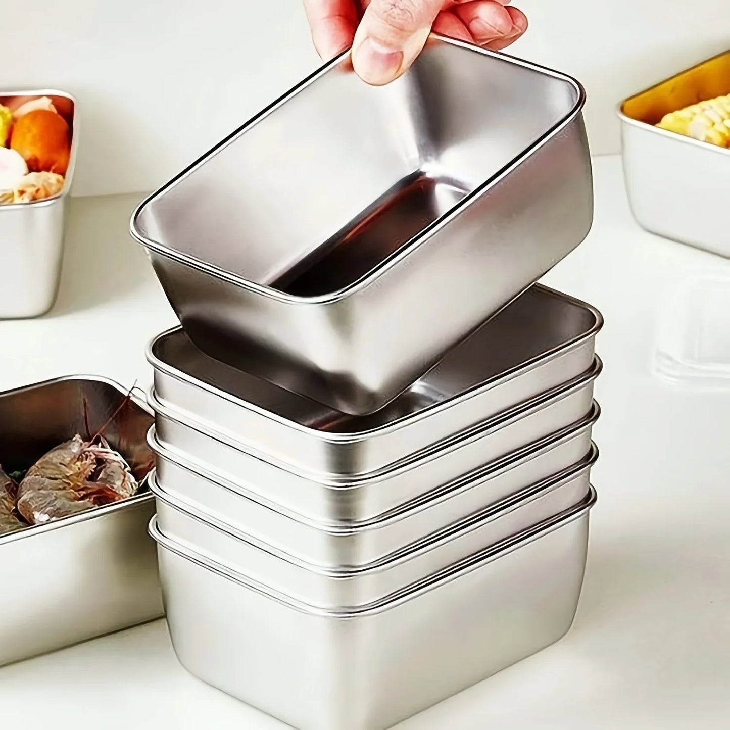 6-Piece Stainless Steel Food Storage Containers with Lids — Leakproof, Stackable & Reusable Lunch Box Set
