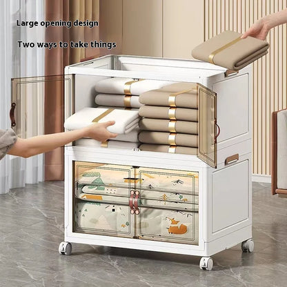 3/4/5 Layers Folding Cabinet Closet Organizer – Stackable Storage Box with Wheels, Large Capacity for Living Room Sundries