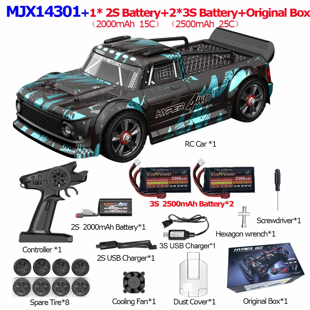 MJX 14301/14302/14303 1/14 RC Car — 55km/h Brushless HYPER GO 2.4G 4WD Off-Road High-Speed Remote Control Car Truck Hobby Toy