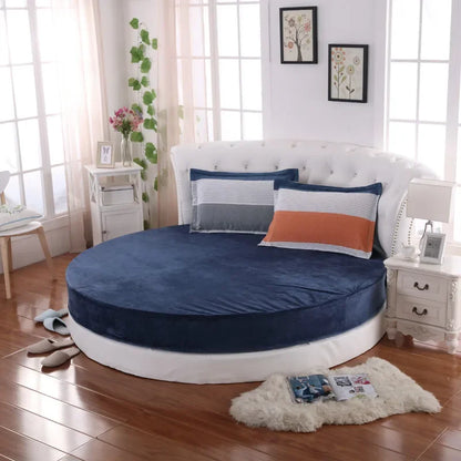 Coral Velvet Round Bed Sheet - Soft Flannel Winter Fitted Sheet for 200-220cm Round Beds, Pillowcase Not Included