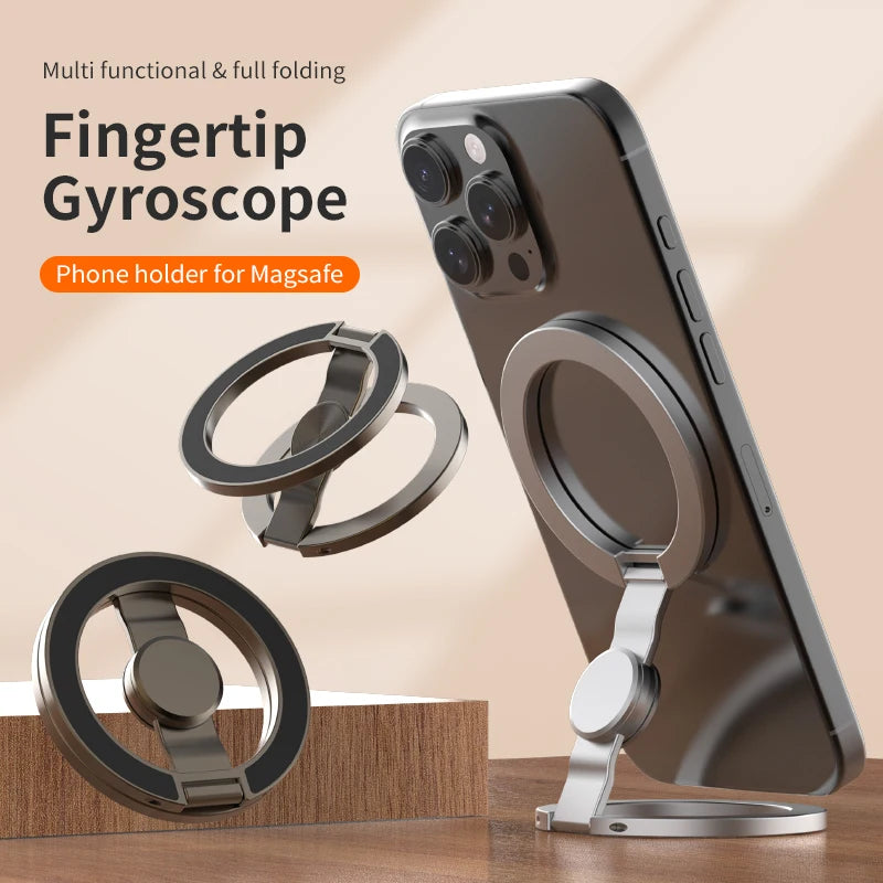 Foldable MagSafe iPhone Holder - 360° Rotating Magnetic Stand & Finger Grip for iPhone 17/16/15/14/13