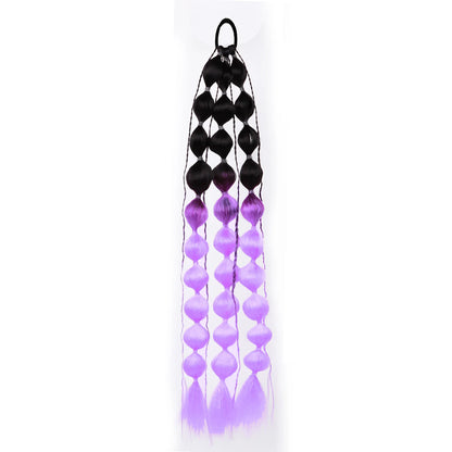 Colorful Bubble Braid Ponytail Extension – Long Lantern Braided Synthetic Hairpiece with Tie