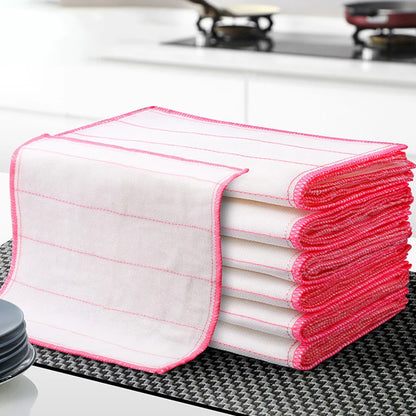 Anti-Oil 8-Layer Microfiber Kitchen Towel: Thicken, Absorbent Cloth for Daily Dish Cleaning - 30cm Size