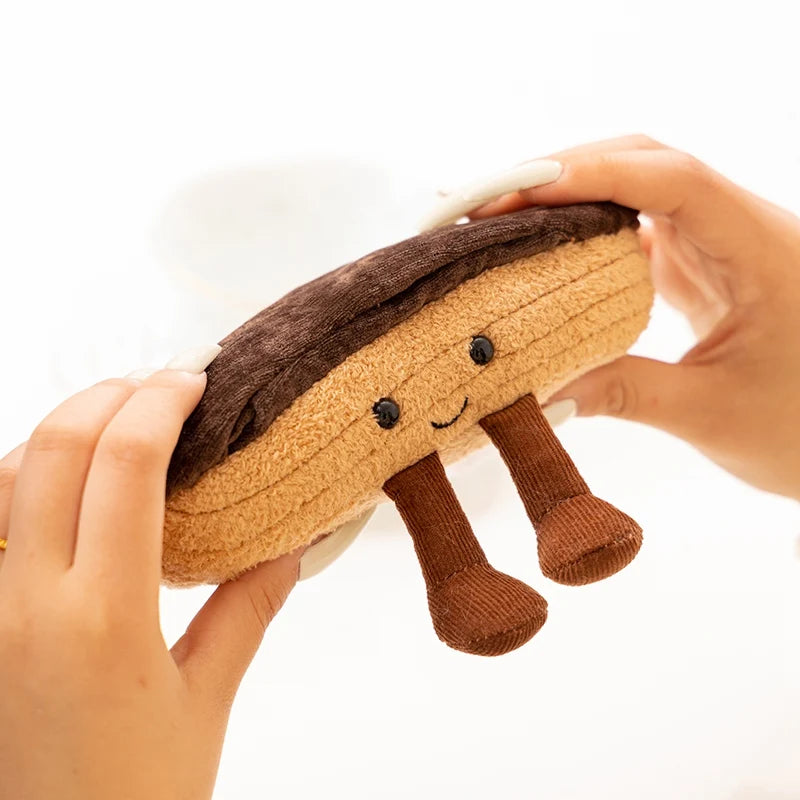 Cute Dessert Plush Toys – Soft Cake, Waffle, Pancake, Macaron, Éclair Stuffed Dolls for Kids Gift & Home Decor