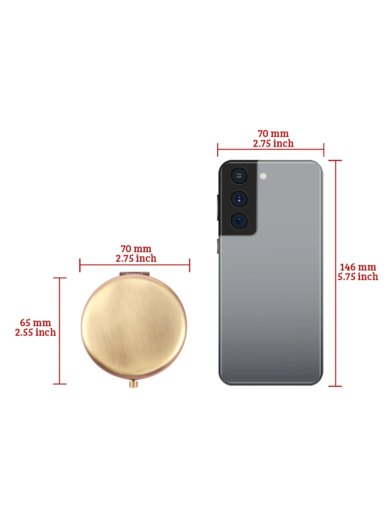 Double-Sided Round Compact Mirror - Portable Pocket Travel Makeup & Magnifying Beauty Mirror