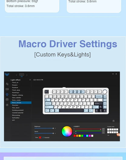AULA F75 75% Mechanical Gaming Keyboard – 2.4G Wireless, Bluetooth, Wired, RGB, OEM Profile, Gasket Structure