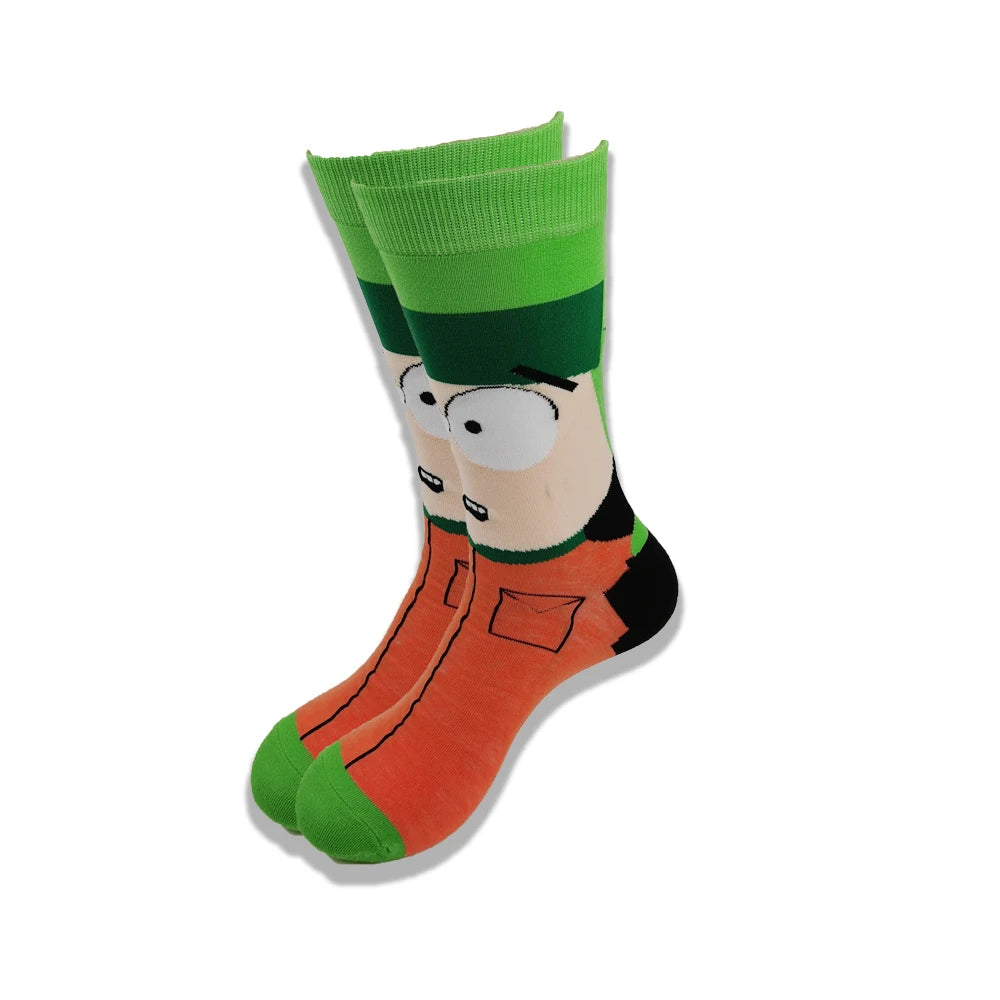 Men's Cartoon Character Crew Socks - Fun Novelty Cotton Casual Socks
