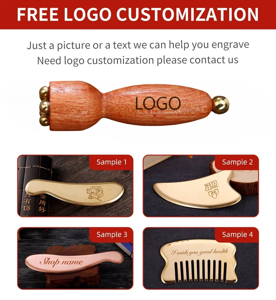 Unlock Radiant Beauty Facial Gua Sha Tool — Professional Brass & Rosewood Eye Relaxation, Spot Treatment & Anti-Aging