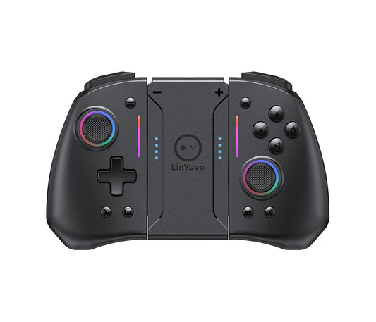 LinYuvo KS42 Meteor Light Wireless Joypad — RGB 8-Color Controller with Programmable Turbo & Vibration for Switch/Lite/OLED