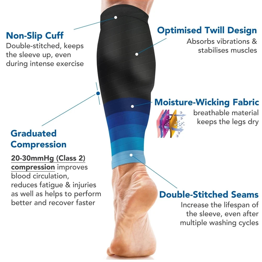 Calf Compression Sleeves - 20-30mmHg Footless Leg Support for Running, Sports and Marathon Training