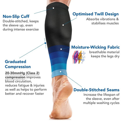 Calf Compression Sleeves - 20-30mmHg Footless Leg Support for Running, Sports and Marathon Training