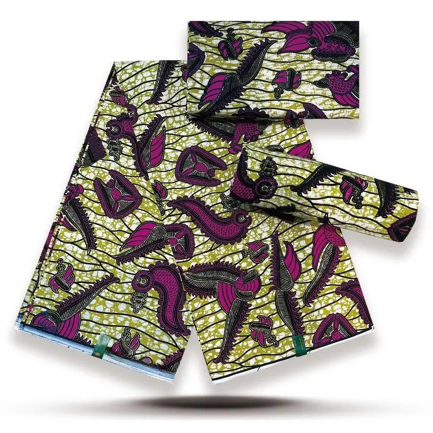 African Wax Print Fabric - 100% Cotton Nigerian Ankara Batik Material for Women’s Dresses