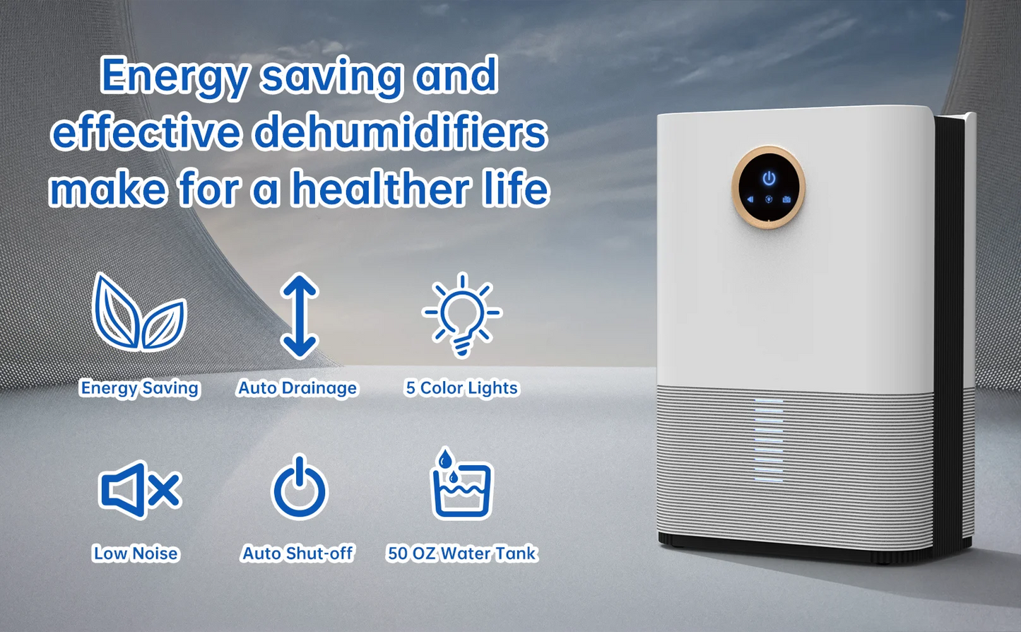 Dehumidifier – 1.2L Large Tank, Covers Up to 80m², Suitable for Home, Bedroom, Office & Kitchen, EU/US Plug