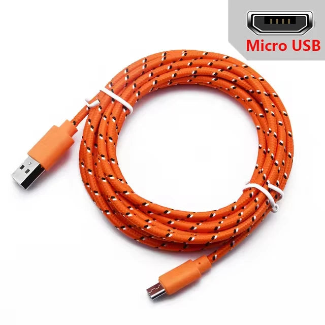 2.4A Micro USB Cable – Nylon Braided 0.5m/1m/2m/3m for Data Sync & Charging, Compatible with Samsung, Huawei, Xiaomi, Android