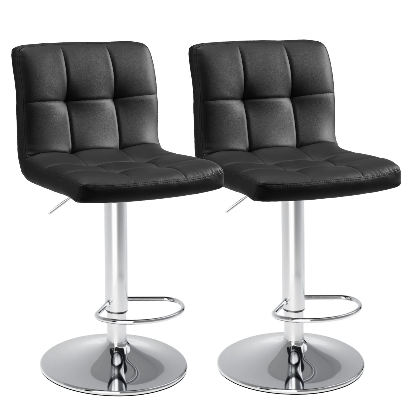 PU Leather Bar Stools Set of 2 – Upholstered Counter Height Stools with Comfortable Backrest, SGS Certified Gas Cylinder
