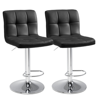 PU Leather Bar Stools Set of 2 – Upholstered Counter Height Stools with Comfortable Backrest, SGS Certified Gas Cylinder