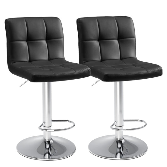 PU Leather Bar Stools Set of 2 – Upholstered Counter Height Stools with Comfortable Backrest, SGS Certified Gas Cylinder