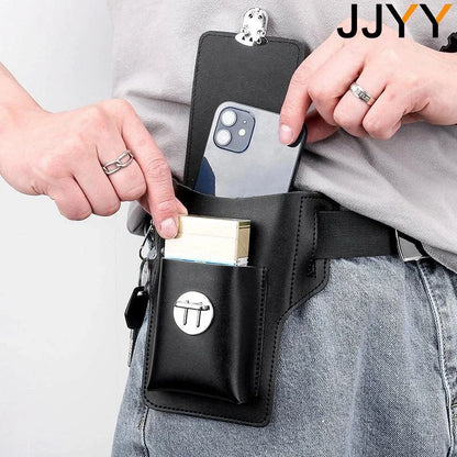 Men’s Leather Vintage Waist Bag – Phone Holster Pouch for Travel, Hiking & Outdoor Use
