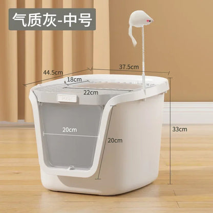 High-Value Super Large Cat Litter Box – Multi-Directional Access Cat Toilet with Lift Cover and Easy-Clean Design
