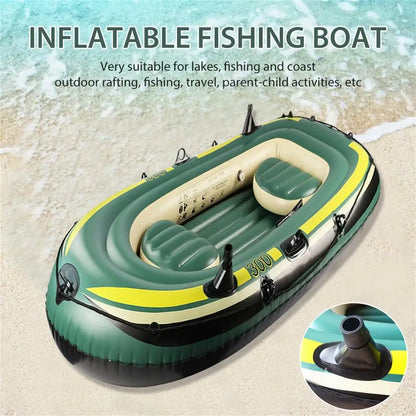 2/3 Person Heavy-Duty Inflatable Boat – Fishing Air Kayak Canoe for Drifting & Rafting (No Oars & Foot Pump)