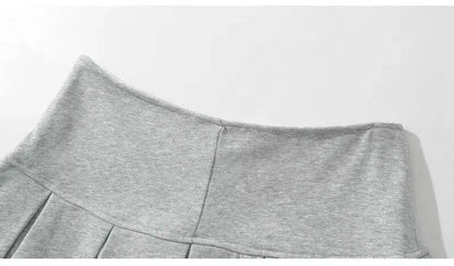 Mooyufon Y2K Mini Skirt — Women’s Low Waist Wide Pleat Light Grey A-Line Pleated Skort, Sexy Vintage Casual Summer Wear